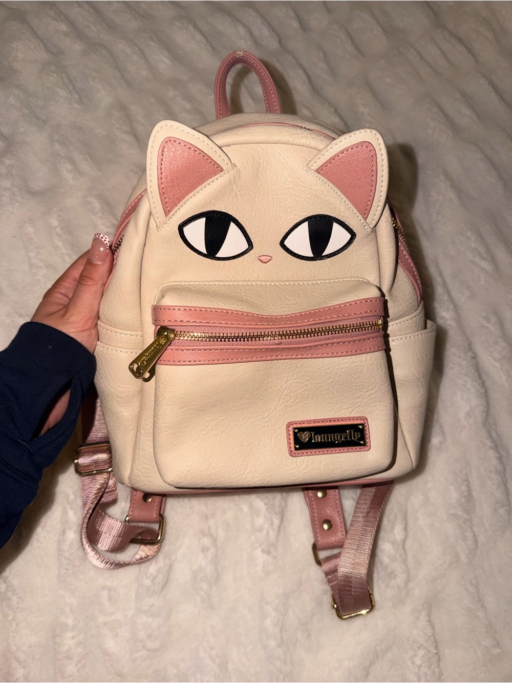Loungefly Cream and Pink Cat Mini Backpack